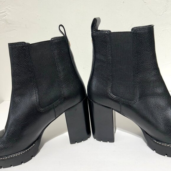 Tory Burch Carson Tumbled Leather Classic Chelsea Lug Sole Ankle Boots - Picture 9 of 13